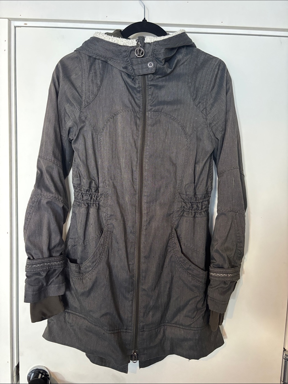 Lululemon Women's Hooded Long Jacket in Dark Gray